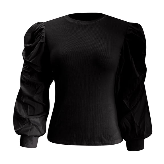 Vedolay Blouses for Women Casual Button Down Sweatshirts Long Sleeve Office Work Blouses Tops Black,M