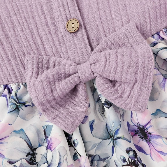 Vedolay Bodysuit For Baby Jumpsuit Baby Girls' Romper Kids Jumpsuits Button Down Ruffle Sleeveless Summer Clothes,Purple 9-12 Months