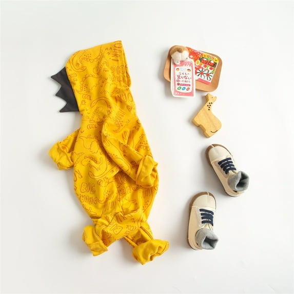 Vedolay Bodysuits for Boys Fall Long Solid Romper Flutter Sleeve Ruffle Layered Back Zipper Elastic Waisted Shorts Jumpsuit,Yellow 18-24 Months