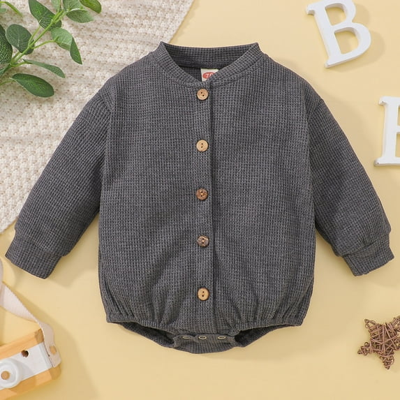 Vedolay Bodysuits for Winter Boys Kids Jumpsuit Off Shoulder Ruffle Romper Playsuit Winter Outfits Clothes,Dark Gray 12-18 Months