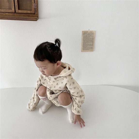 Vedolay Bodysuits for Winter Boys' Printed Knit Romper with Elastic Waistband,Beige 12-18 Months