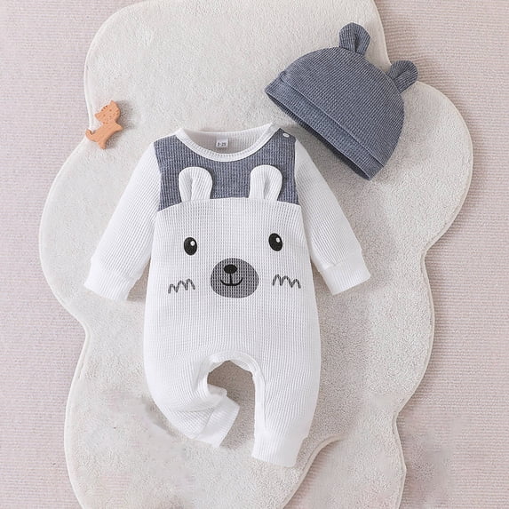 Vedolay Bodysuits for Winter Boys Wide Leg Jumpsuit Cotton Long Sleeve Button Up Ruffle One Piece Rompers,Gray 0-3 Months