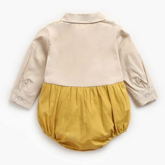 Vedolay Bodysuits for Winter Winter Fashion Kids Boys Bodysuits Pants Colorful Striped Printed Long Sleeve Playsuits,Yellow 12-18 Months