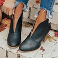 thumbnail image 1 of Vedolay Boots For Women,Womens Pointed Toe Stacked Mid Heel Ankle Boots V Cut Back Zipper Leather Booties Black,US 6.5-9, 1 of 4
