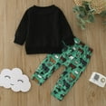 thumbnail image 1 of Vedolay Boy Casual Sets Boys' 2 Pieces Print Round Neck Long Sleeve Tee and Waist Pants Set,Black 12-18 Months, 1 of 5