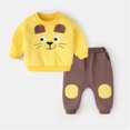 thumbnail image 1 of Vedolay Boy Pants Sets Boy's Fall 2 Piece Outfits Casual Letter Graphic Long Sleeve Top and Pants Set,Yellow 6-12 Months, 1 of 2