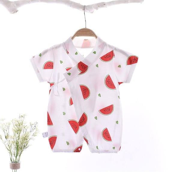 Vedolay Boy Romper Toddler Little Boy Demin Off Shoulder Ruffle Pocket Romper Jumpsuit Clothes,Watermelon Red 0-3 Months