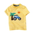 thumbnail image 1 of Vedolay Boy Shirts Casual Short Sleeve Boy Print Button Down Shirt Short Sleeve Lapel Neck Tops Casual Tee Summer Clothes,Yellow 0-3 Months, 1 of 5