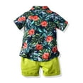 thumbnail image 1 of Vedolay Boy Short Sets Outfits 2 Piece Boy's Cotton Graphic T-Shirt and Shorts Two-Piece Set,Coffee 18-24 Months, 1 of 5