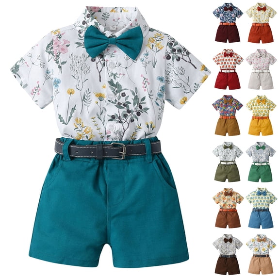 Vedolay Boy Short Sets Outfits 2 Piece Boys' Shorts Set - 2 Piece Performance Short Sleeve Polo Shirt and Golf Shorts,Green 2-3 Years