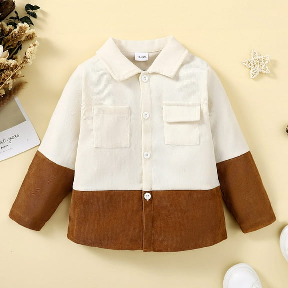 Vedolay Boy Tops Boys Fall Lightweight Colorblock Jacket for Toddler & Kids,Khaki 18-24 Months