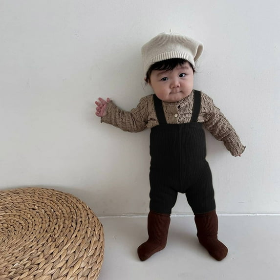 Vedolay Boy's 2023 Bodysuits Big Boys Winter Long Sleeve Romper Ruffle Trim Casual Jumpsuit,Black 18-24 Months