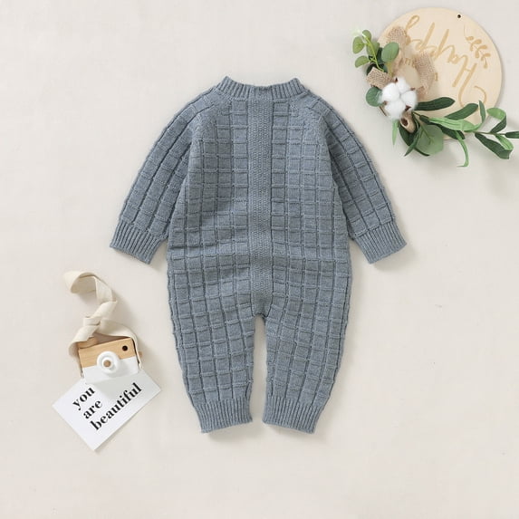 Vedolay Boy's 2023 Bodysuits Boys Fashion Romper Winter Lace Long Sleeve Crewneck Casual Long Pants Jumpsuits,Gray 9-12 Months