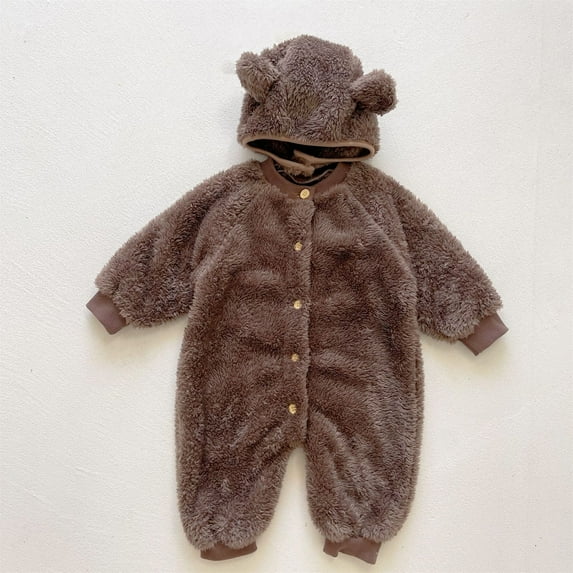 Vedolay Boy's 2023 Jumpsuits Boys Romper Jumpsuit Ruffle Button Pants Pants Kid Winter Printed Clothes Outfits With Pocket,Brown 2-3 Years