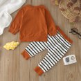 thumbnail image 1 of Vedolay Boy's 2023 Outfits Boys 2 Piece Outfit Striped Print Button Front Top with Pants Set,Coffee 3-6 Months, 1 of 5