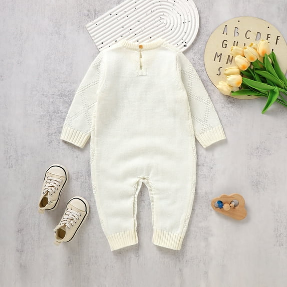 Vedolay Boy's 2023 Romper Boys Fall Bell Sleeve Floral Romper Elastic Neckline Off Shoulder Jumpsuit with Pockets,White 12-18 Months