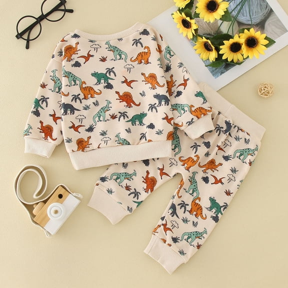 Vedolay Boy's Casual Outfits Boy Fall Clothes Long Sleeve Ribbed Tops + Pants Set 2PCS Boys Casual Outfits,A 0-6 Months