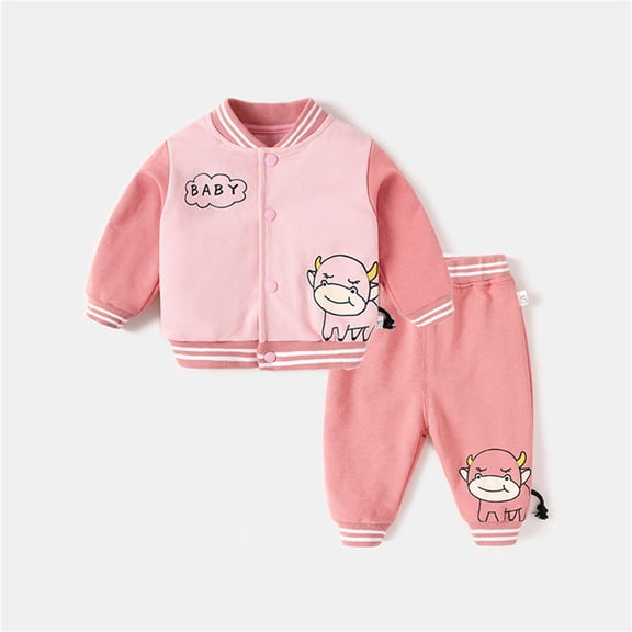Vedolay Boy's Casual Outfits Little Boys Fall Clothes Striped Long Sleeve Halter Tops Kids Pants Set Outfit,Pink 2-3 Years