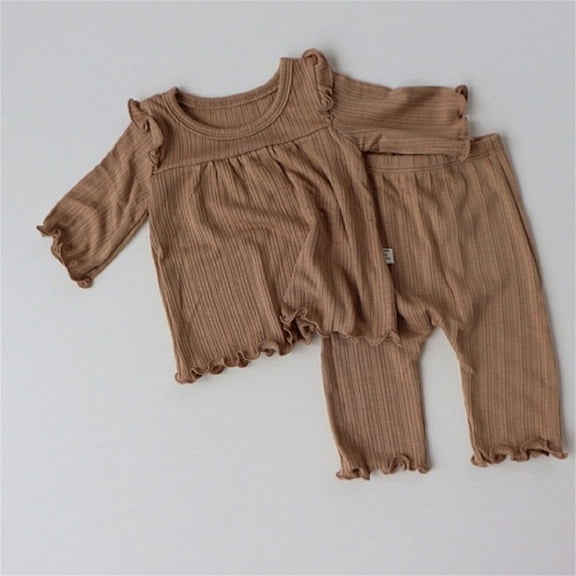 Vedolay Boy's Casual Sets Boy Fall Outfits Long Sleeve Patchwork Top & Pants Set 2 Piece,Coffee 12-18 Months