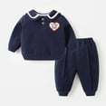 thumbnail image 1 of Vedolay Boy's Casual Sets Toddler Baby Boy Clothes Top Tops Bowtie Pants Set Little Boy's Clothing Fall Outfits,Dark Blue 6-12 Months, 1 of 2