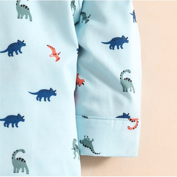 Vedolay Boy's Fall Outfits Boys Pullover Button Down Top Pants Set Fall Palm Tree Long Sleeve,Light Blue 18-24 Months