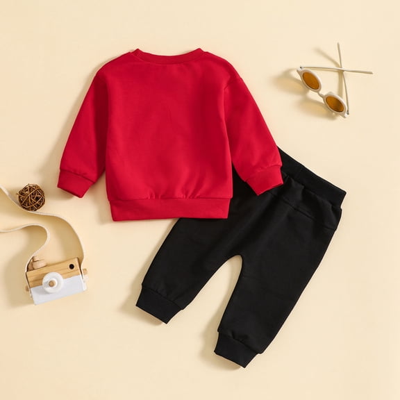 Vedolay Boy's Fall Sets Boys 2 Piece Outfits Long Sleeve Top and Pants Set Long Fall Sets,Red 3-6 Months