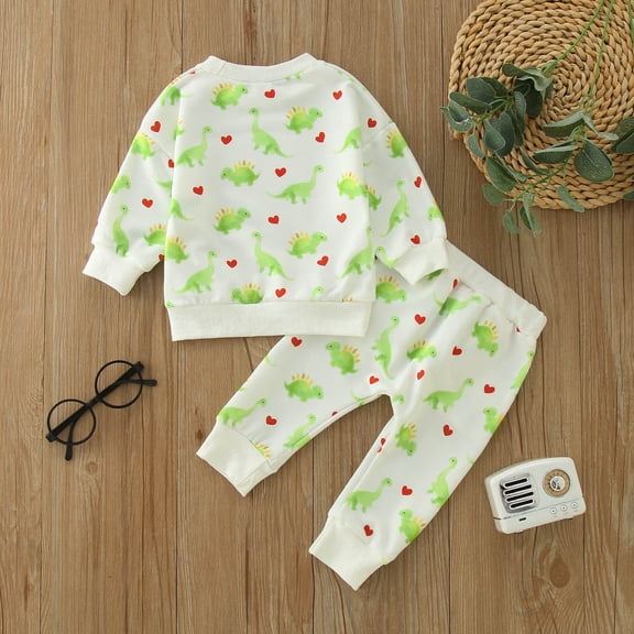 Vedolay Boy's Fall Sets Toddler Baby Girl Boy 2pcs Print Outfits Clothes Top Pants Sets,White 2-3 Years