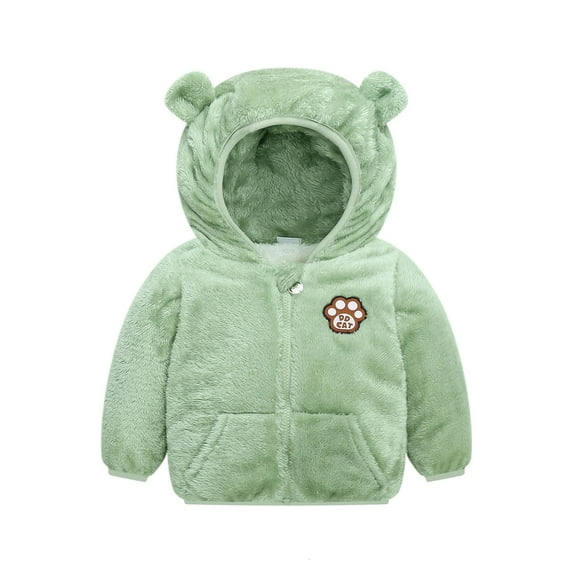 Vedolay Boy's Tops Boy's Cozy Jacket Fall Winter Casual Fuzzy Outwear Coat,Green 18-24 Months