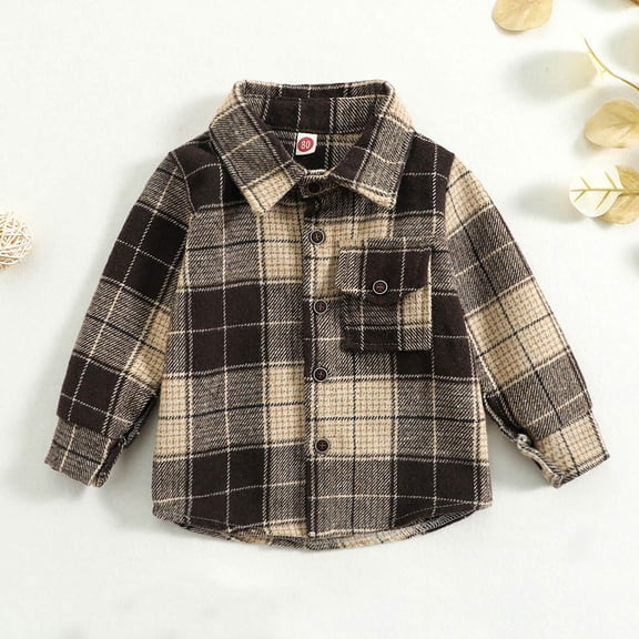 Vedolay Boy's Winter Jackets Toddler Boy's Winter Jacket Lapel Button Down Sherpa Warm Outerwear,Coffee 3-4 Years