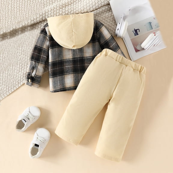 Vedolay Boys 2023 Sets Boys Fall Top and Pants Set Boys Fall Clothes 2023 Fall Outfit,Beige 6-9 Months