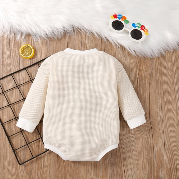 Vedolay Boys Bodysuit Boy's Sunflower Print Long Sleeve Belted Romper Long Jumpsuit,Beige 6-12 Months