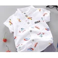 thumbnail image 1 of Vedolay Boys Cartoon Prints Short Sleeve Button Shirt and Shorts Set,White 12-18 Months, 1 of 4
