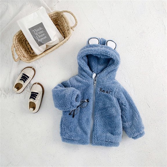 Vedolay Boys Coat Boys Winter Puffer Coat with Pockets and Hood,Blue 1-2 Years