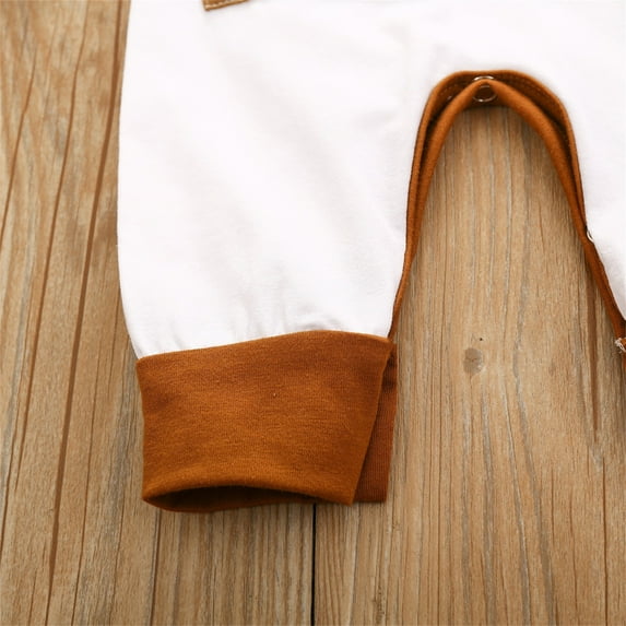 Vedolay Boys Fall Bodysuits Boy's Ruffle Trim Floral Print Tank Romper Long Sleeve Belted Fall Long Jumpsuit,Brown 2-3 Years