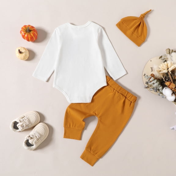 Vedolay Boys Fall Pants Set Boy Fall Clothes Long Sleeve Ribbed Tops + Pants Set 2PCS Boys Casual Outfits,White 0-3 Months