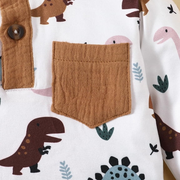 Vedolay Boys Fashion Outfits Boy's 2 Piece Outfits Hawaii Vacation Print Button Down Top and Pants Set,Brown 9-12 Months