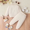 thumbnail image 1 of Vedolay Boys Fashion Sets Boys Fall Clothes Print Long Sleeve Sling Long Sleeve Tops Denim Pants Outfits 2Pcs Set,Beige 0-6 Months, 1 of 5