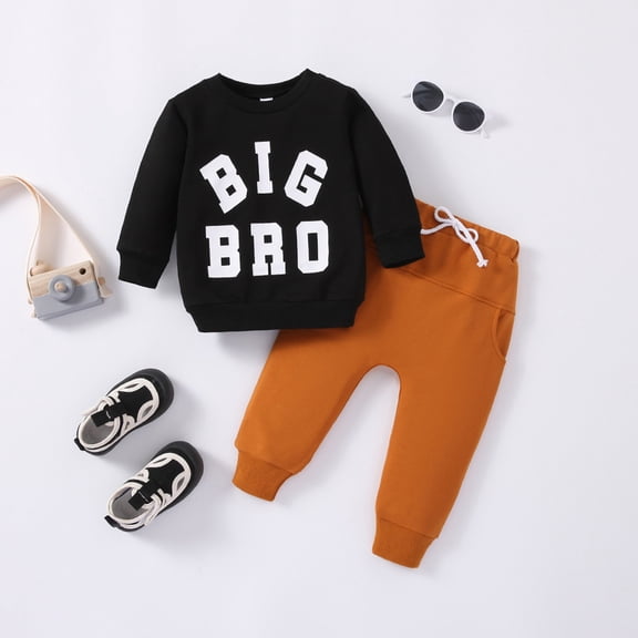 Vedolay Boys Fashion Sets Little Boys Fall Clothes Striped Long Sleeve Halter Tops Kids Pants Set Outfit,Black 4-5 Years