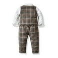 thumbnail image 1 of Vedolay Boys Outfits Boys' 2 Pieces Print Round Neck Long Sleeve Tee and Waist Pants Set,Brown 12-18 Months, 1 of 5