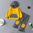 thumbnail image 1 of Vedolay Boys Outfits Toddler Boy Fall Clothes Outfits Long Sleeve Letter Print Top and Pants Clothing Set,Yellow 6-12 Months, 1 of 5