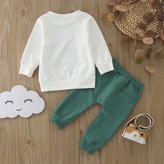 Vedolay Boys Pants Tracksuit Boys Pants Sets Fall 2 Pieces Outfits Casual Top and Pant Set,White 18-24 Months