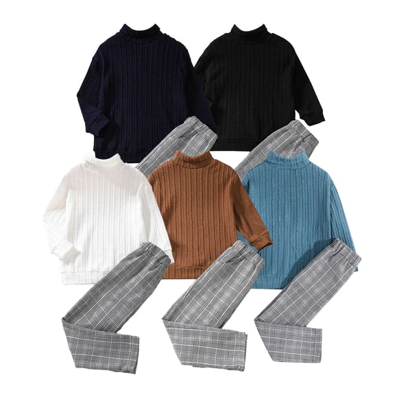 Vedolay Boys Sets 2Pcs Boys Fall Outfit Long Sleeve Crop Top and Pants Set,Black 5-6 Years