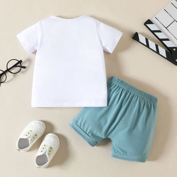 Vedolay Boys' Short Set Boys Summer Clothes Sets Short Sleeve Tee Shirt and Short Set Kids Printing Clothing Sets,White 2-3 Years