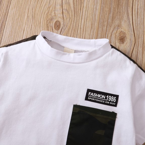 Vedolay Boys' Short Set Kids Summer T-Shirt and Shorts Outfit Set Playwear Boys' Short Sets for Children,White 3-4 Years