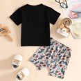 thumbnail image 1 of Vedolay Boys Short Sets Toddler Boy Summer Clothes Outfits Little Kids Short Sleeve Funny Letter Print T-Shirt Camo Shorts Clothing Set,Black 18-24 Months, 1 of 5