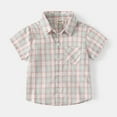 thumbnail image 1 of Vedolay Boys Short Sleeve Lapel Button Down Plaid Shirt with Pocket,Gray 2-3 Years, 1 of 2