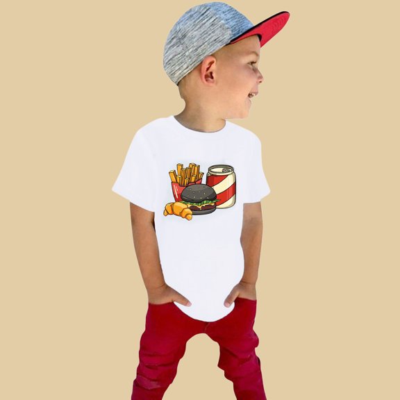 Vedolay Boys Summer Tops Boy Short Crewneck Fashion 3Printed Graphic Summer Casual Boys Tee Shirts,White 3-4 Years
