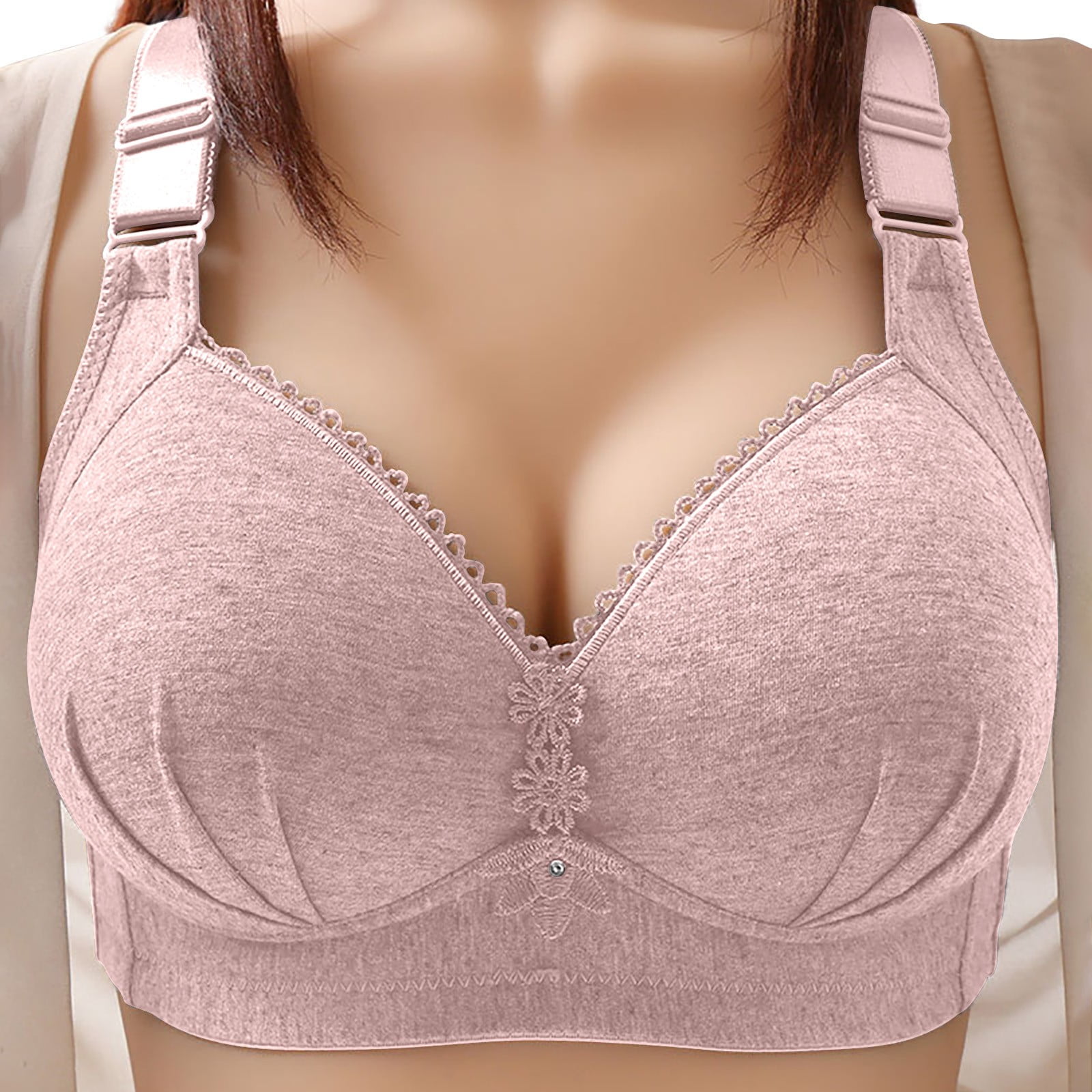 Vedolay Bras For Women Women Lace Back Button Shaping Cup Adjustable  Shoulder Strap L Size Underwire Bra Bras(A,40) 