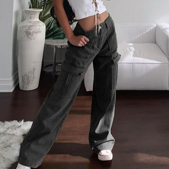 Vedolay Buttons for Jeans Women's 2023 High Waisted Wide Leg Stretchy Bell Bottom Jeans,Black S