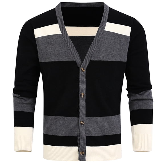 Vedolay Cardigan Sweaters for Men Knit Cardigan Sweater Loose Fit Casual Solid Color Jacket Coat Black,XL